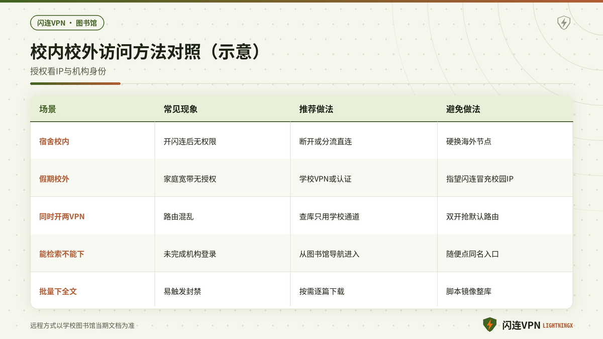 校内直连分流与校外学校通道访问数据库的方法对照示意图