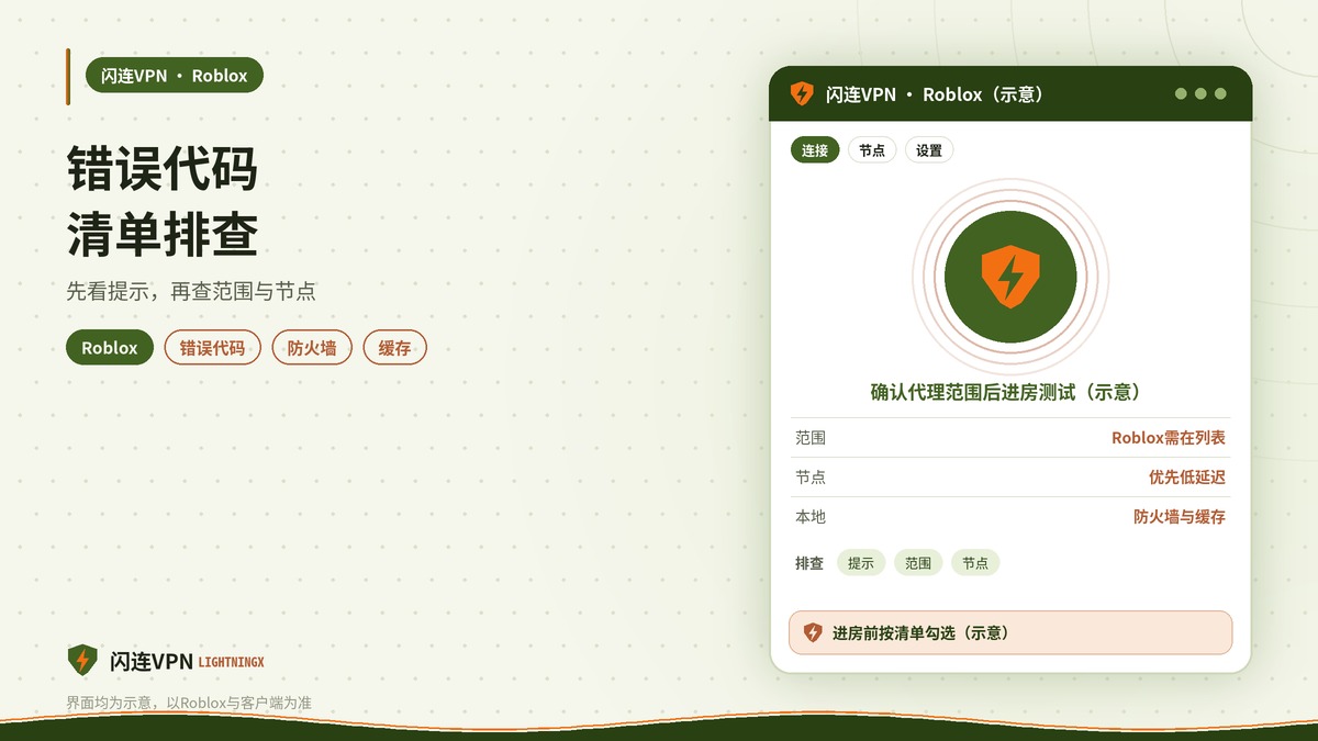 开着闪连VPN玩Roblox国际版排查连接问题的示意图
