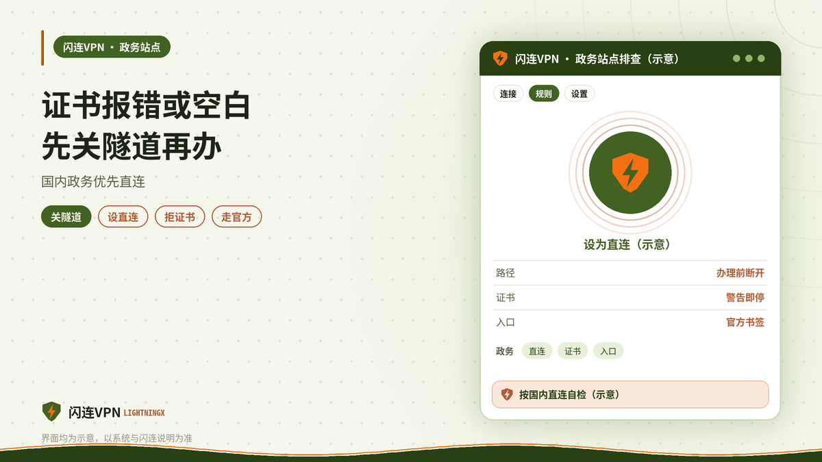 开着闪连VPN访问政务税务网站异常的排查示意图