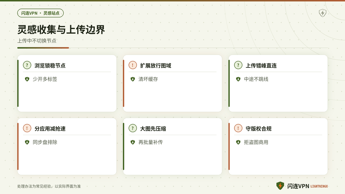 闪连VPN设计灵感站先换节点再分应用上传的要点示意图