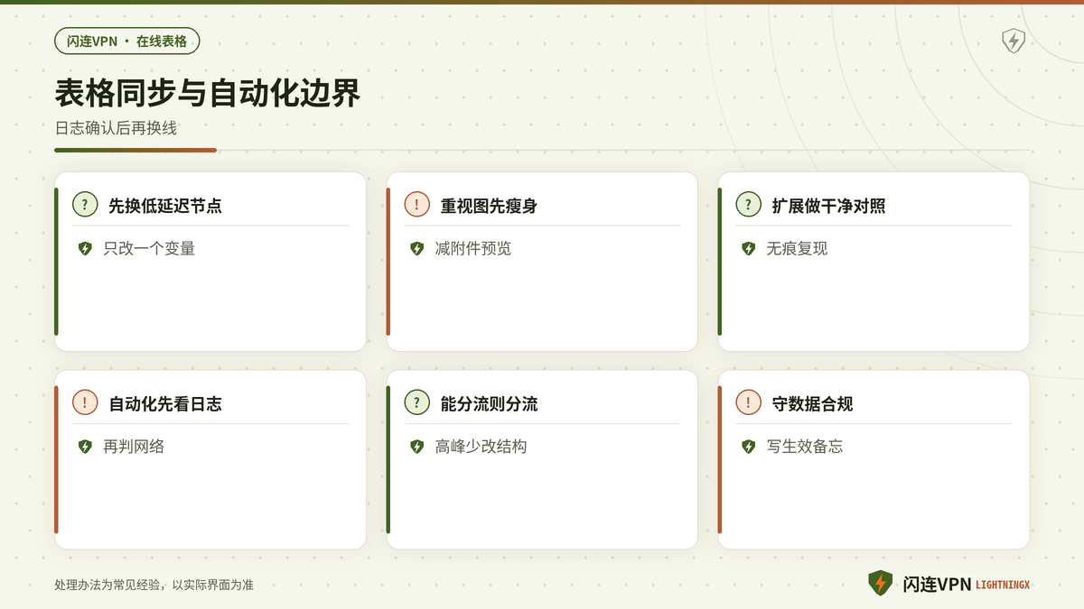 闪连VPN在线数据库协作换低延迟节点并核查自动化日志的要点示意图