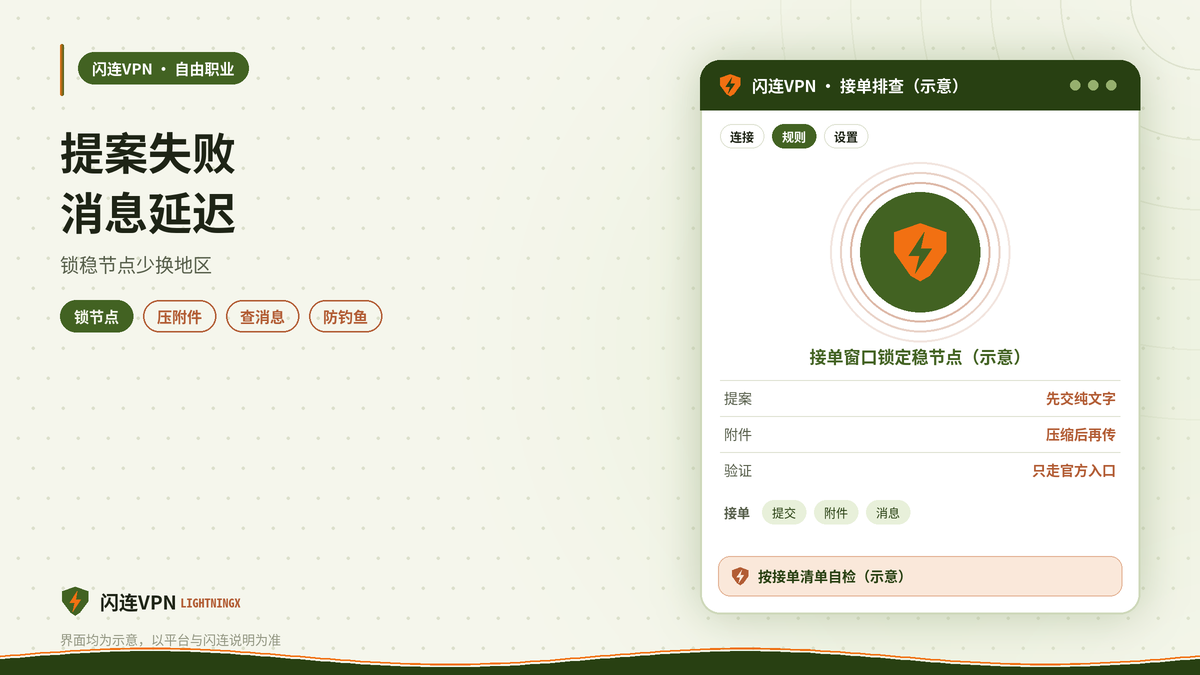 开着闪连VPN用Upwork或Fiverr卖家工作台提案失败的处理示意图