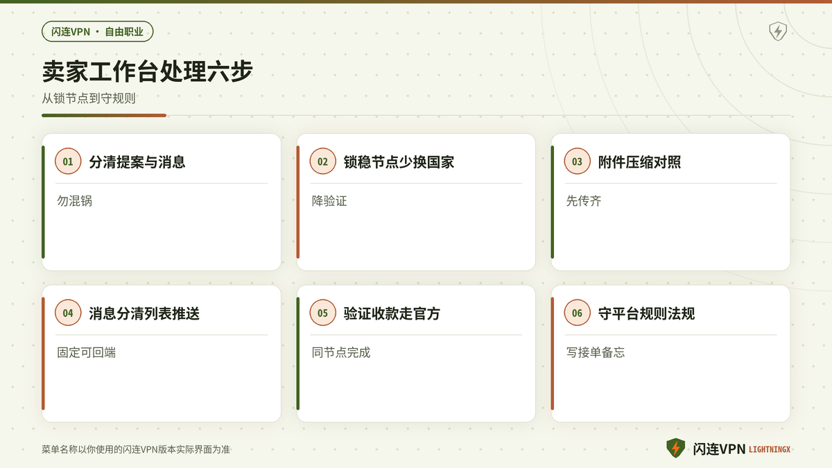开着闪连VPN下Upwork与Fiverr提案提交失败消息延迟的处理步骤示意图
