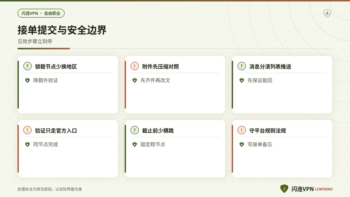 闪连VPN自由职业平台锁稳节点处理提案附件并警惕钓鱼的要点示意图